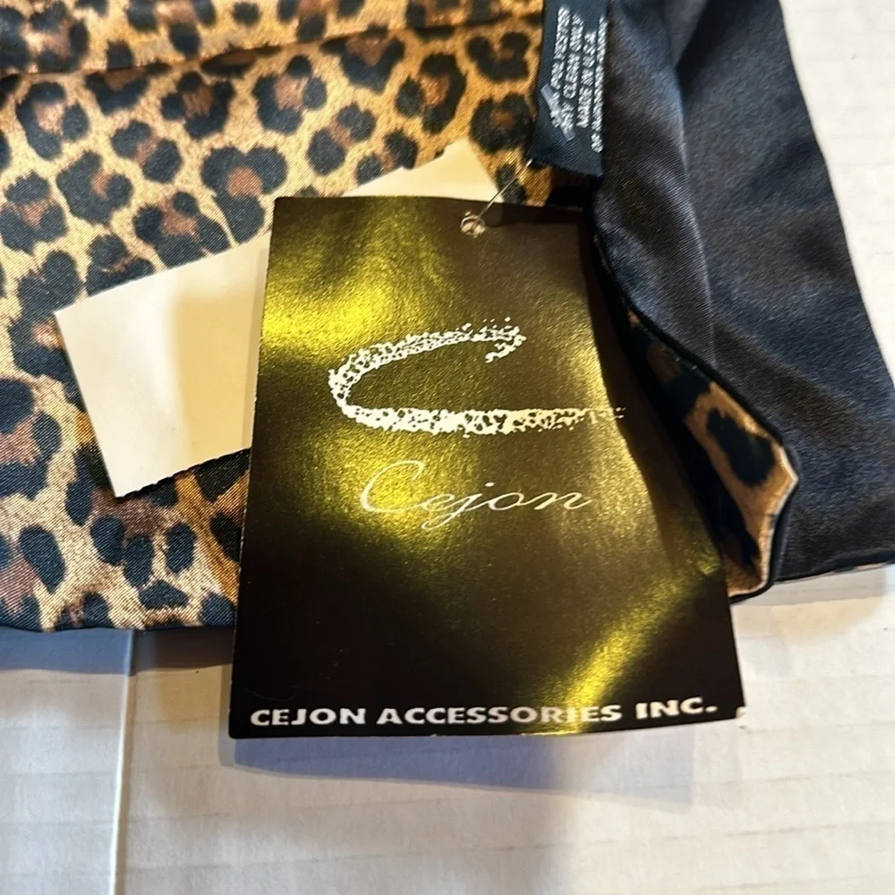 NWT Cejon wrap scarf reversible animal print with black brown and goldish tan